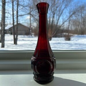 Vintage Wheaton Bullseye Ruby Red Bud Vase